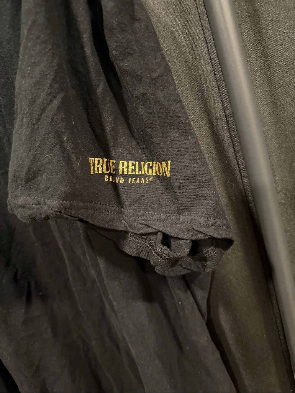 True Religion Black Short Sleeve Crewneck Tee with Subtle Logo